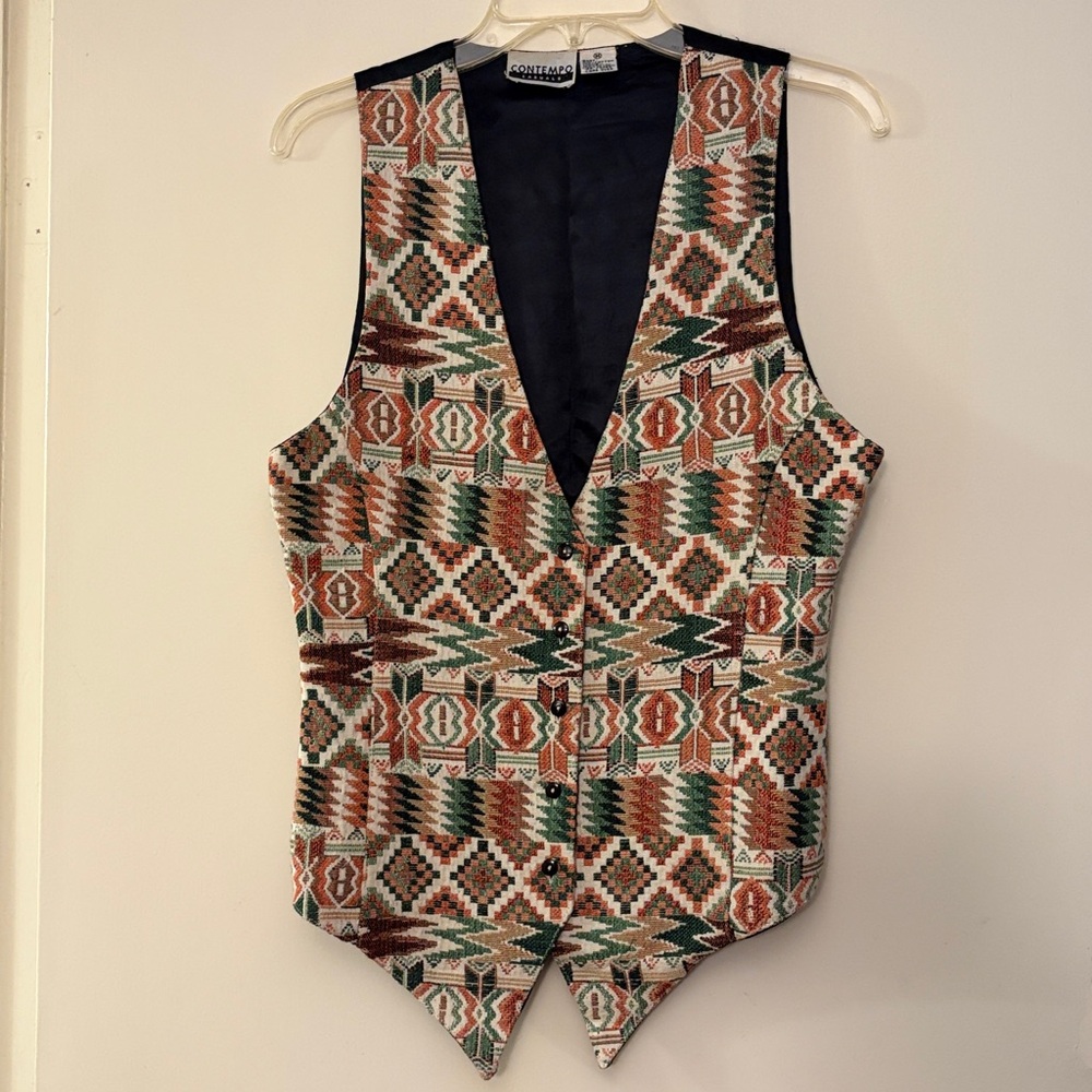 Vintage Contempo Casuals Aztec Western Button Down Vest, size medium‎